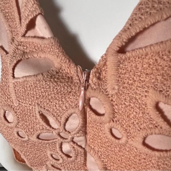 Dee Elly Floral Eyelet Halter Dress - Peach / Pale Coral / Size Small - Picture 8 of 15